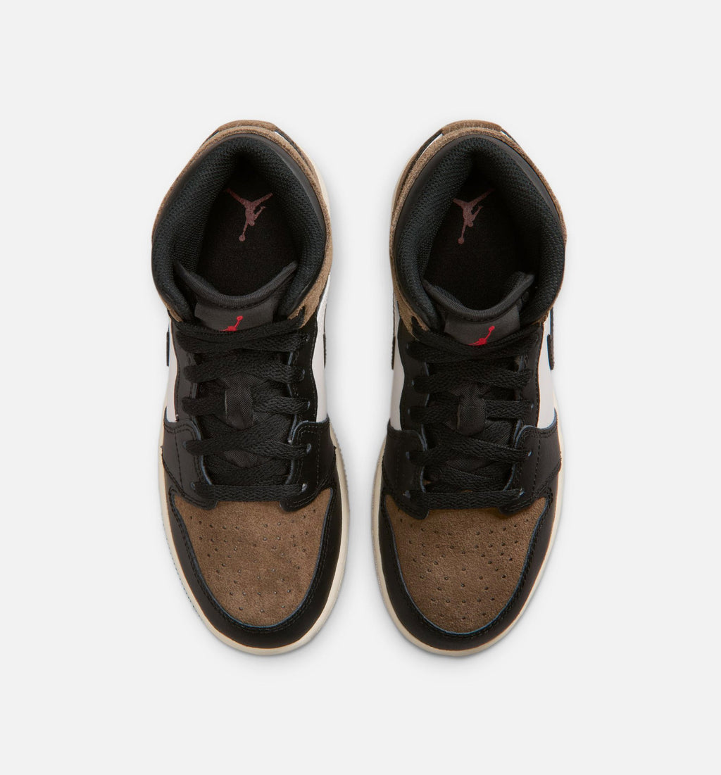 Air Jordan 1 Mid GS Sneakers | Black/Phantom/Palomino/University Red