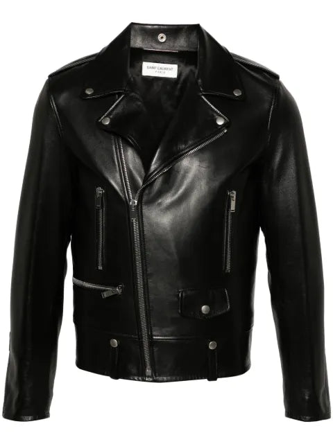 Saint Laurent belted leather biker jacket