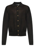 Versace silk-cotton knit polo cardigan