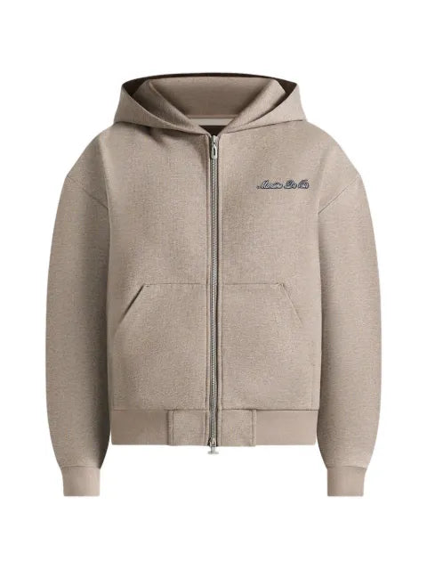 Manière De Voir JS002 in taupe Signature relaxed-fit zip hoodie