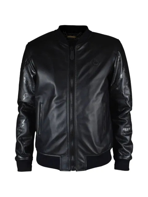 Philipp Plein leather bomber jacket