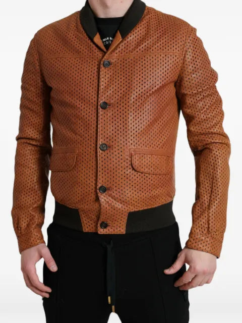 Dolce & Gabbana perforated leather jacket