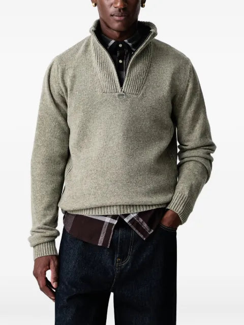 Barbour half-zip rib-trimmed sweater