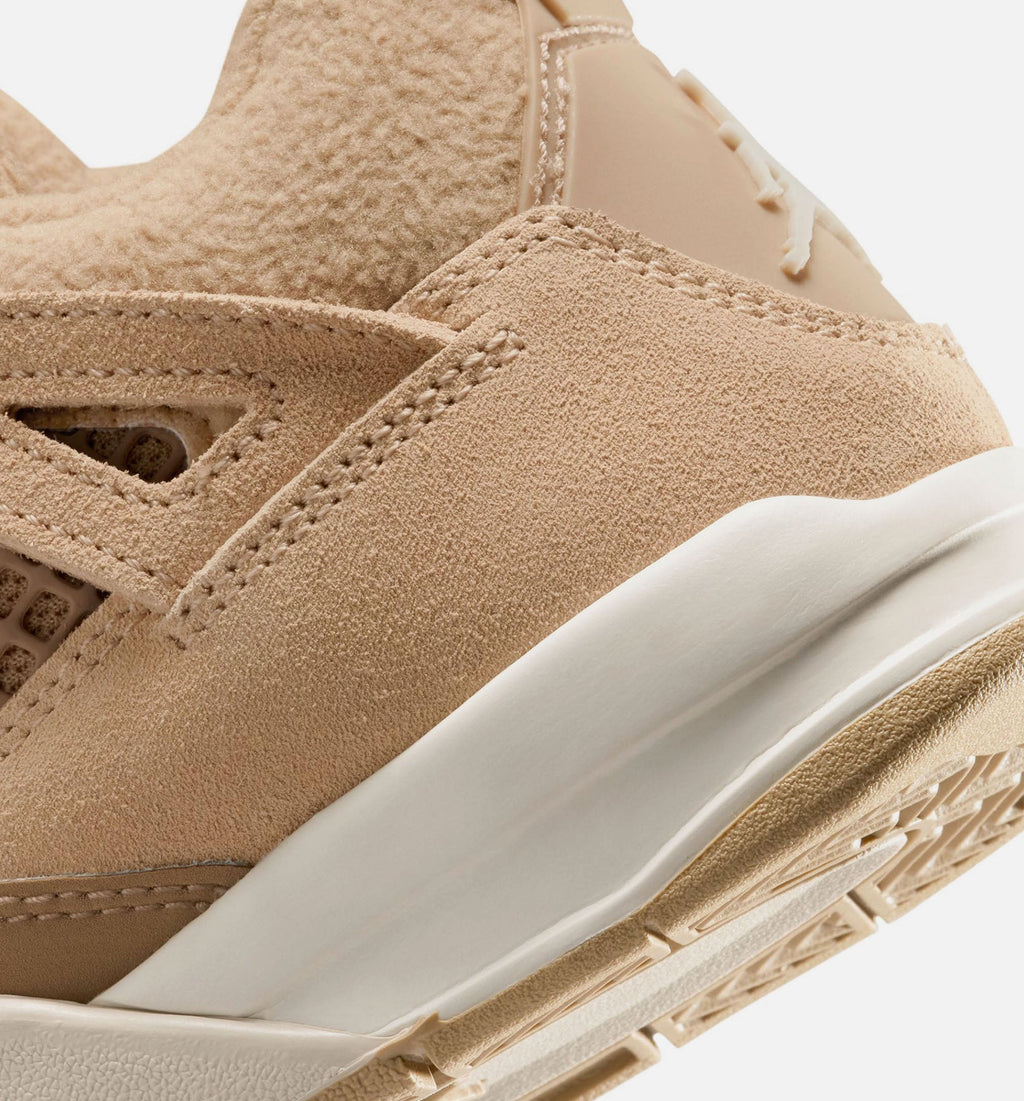 Air Jordan 4 Retro Cozy Girl Preschool Sneakers - Hemp / Light Orewood Brown