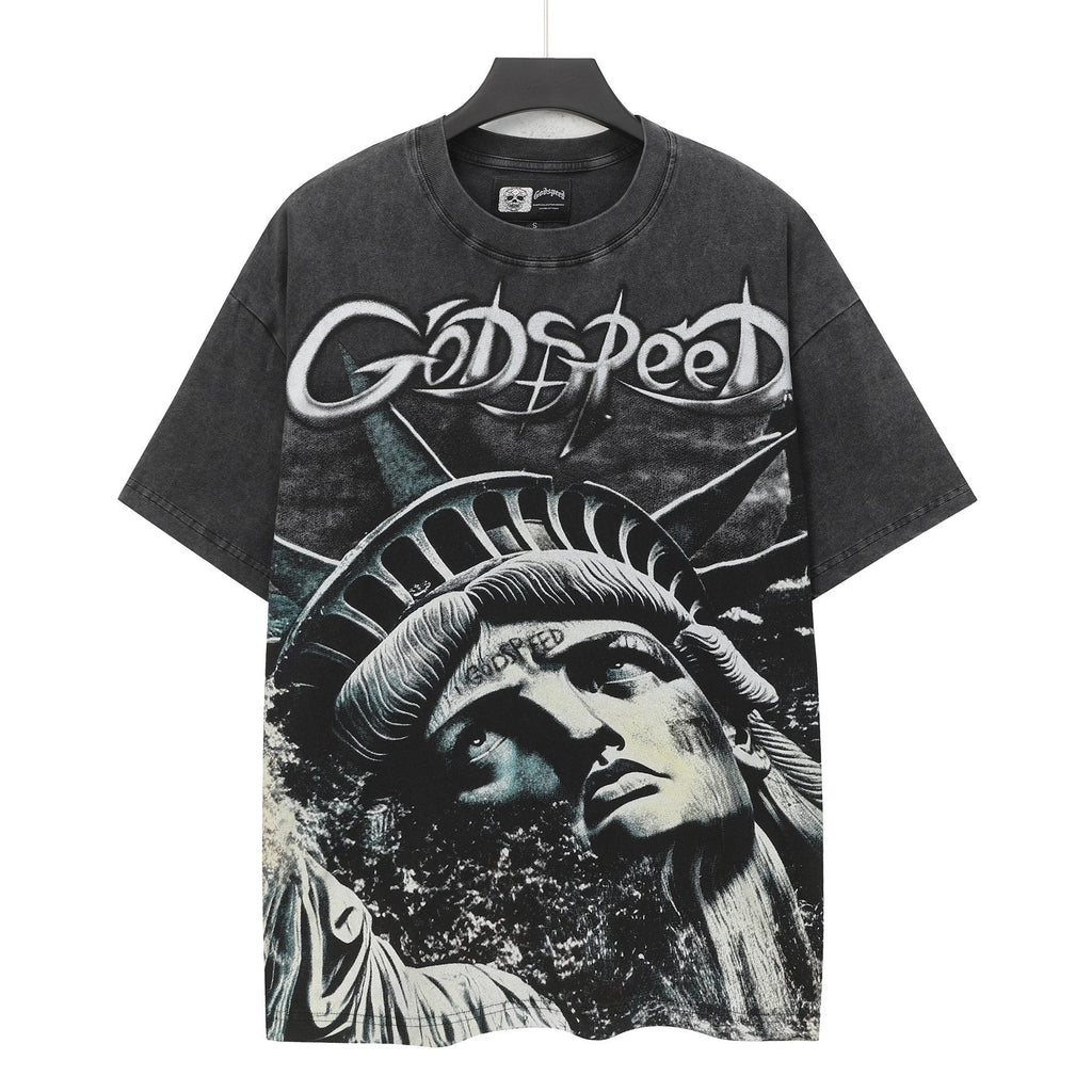 Godspeed Statue of Liberty Washed Graphic T-Shirt