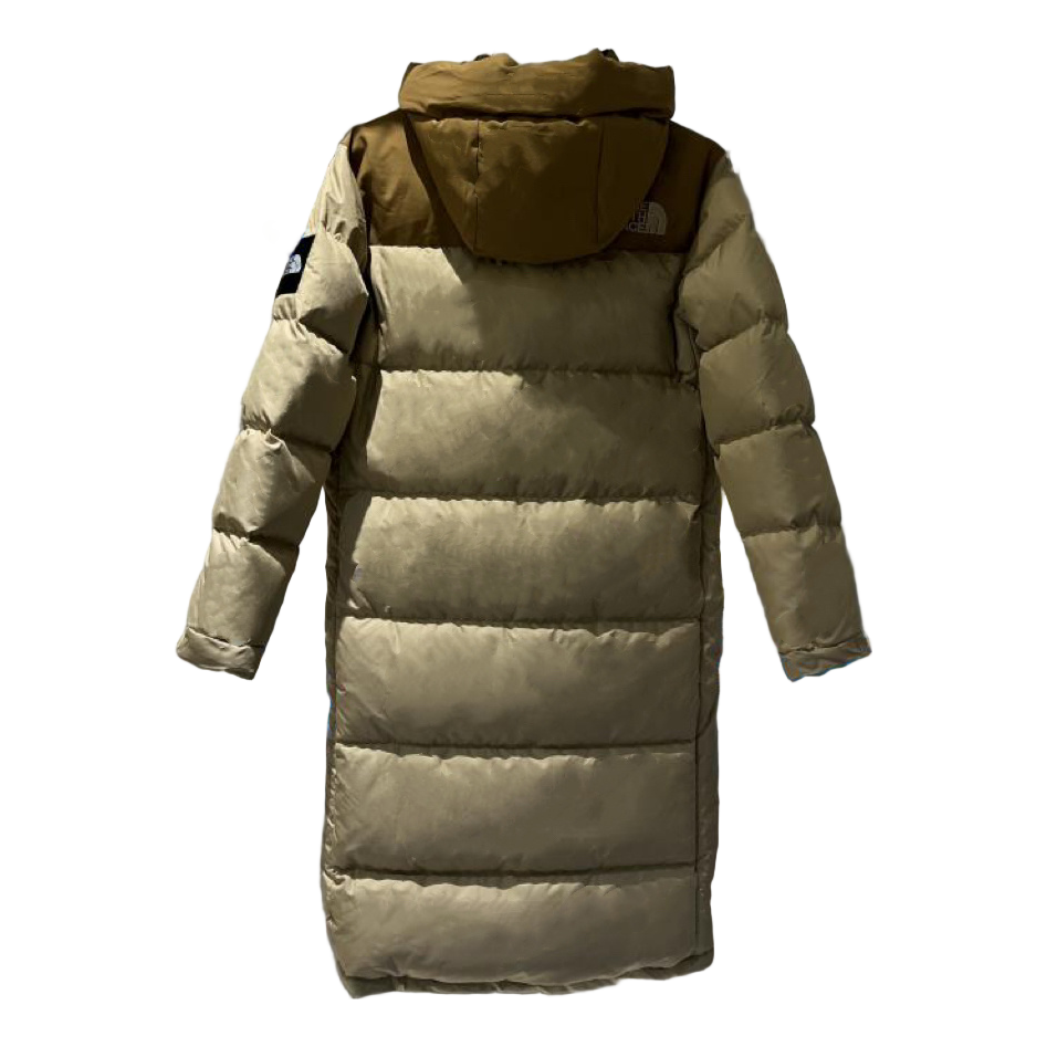 The North Face Colour-Block Hooded Long Puffer Coat – Tan