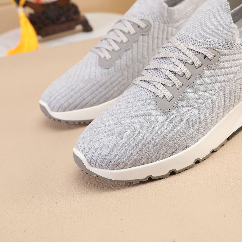 Brunello Cucinelli Light Gray Knit Sneakers