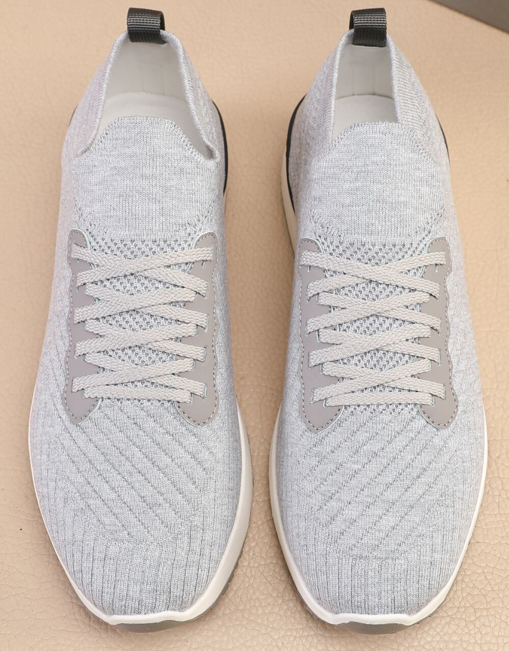 Brunello Cucinelli Light Gray Knit Sneakers