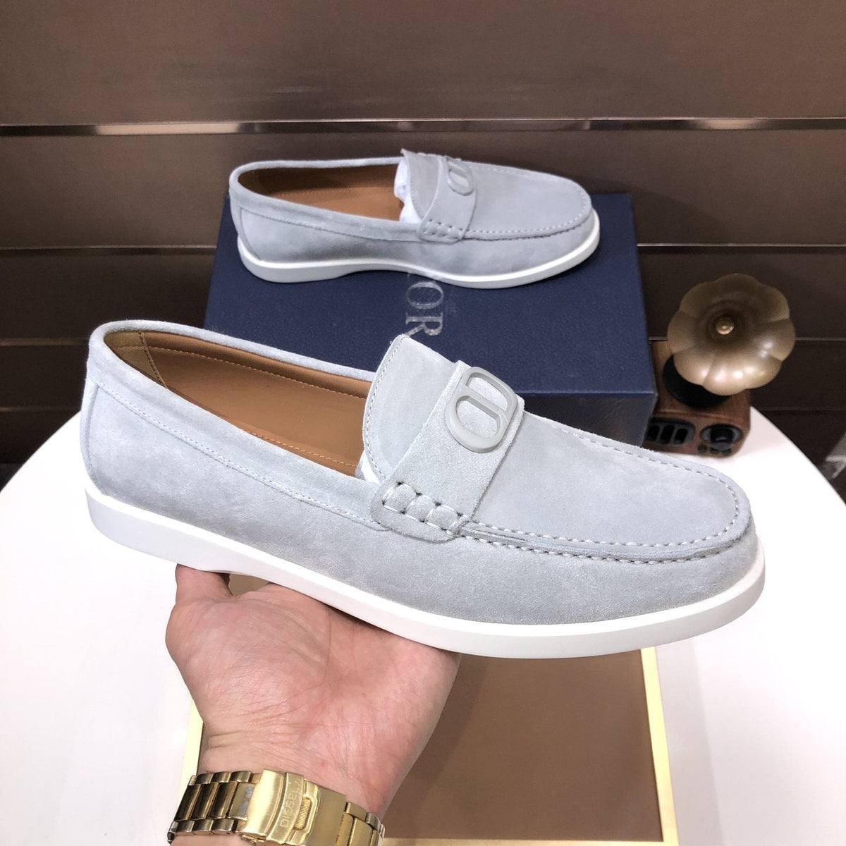 Dior Metal Hardware Slip-On Loafers