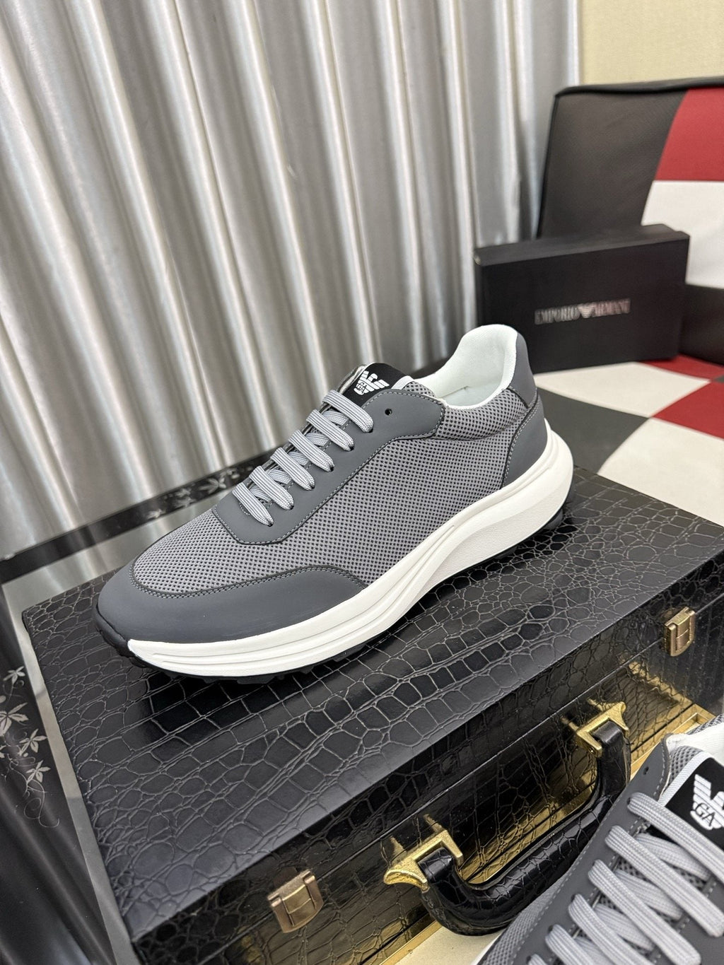 Armani Textured Low-Top Sneakers