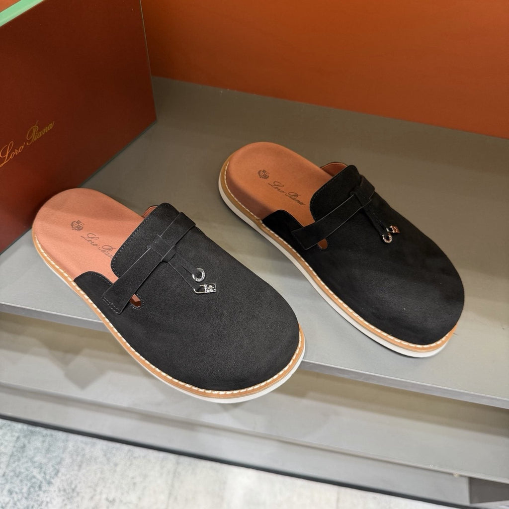 Backless Loafer Mules with Metal Ornament