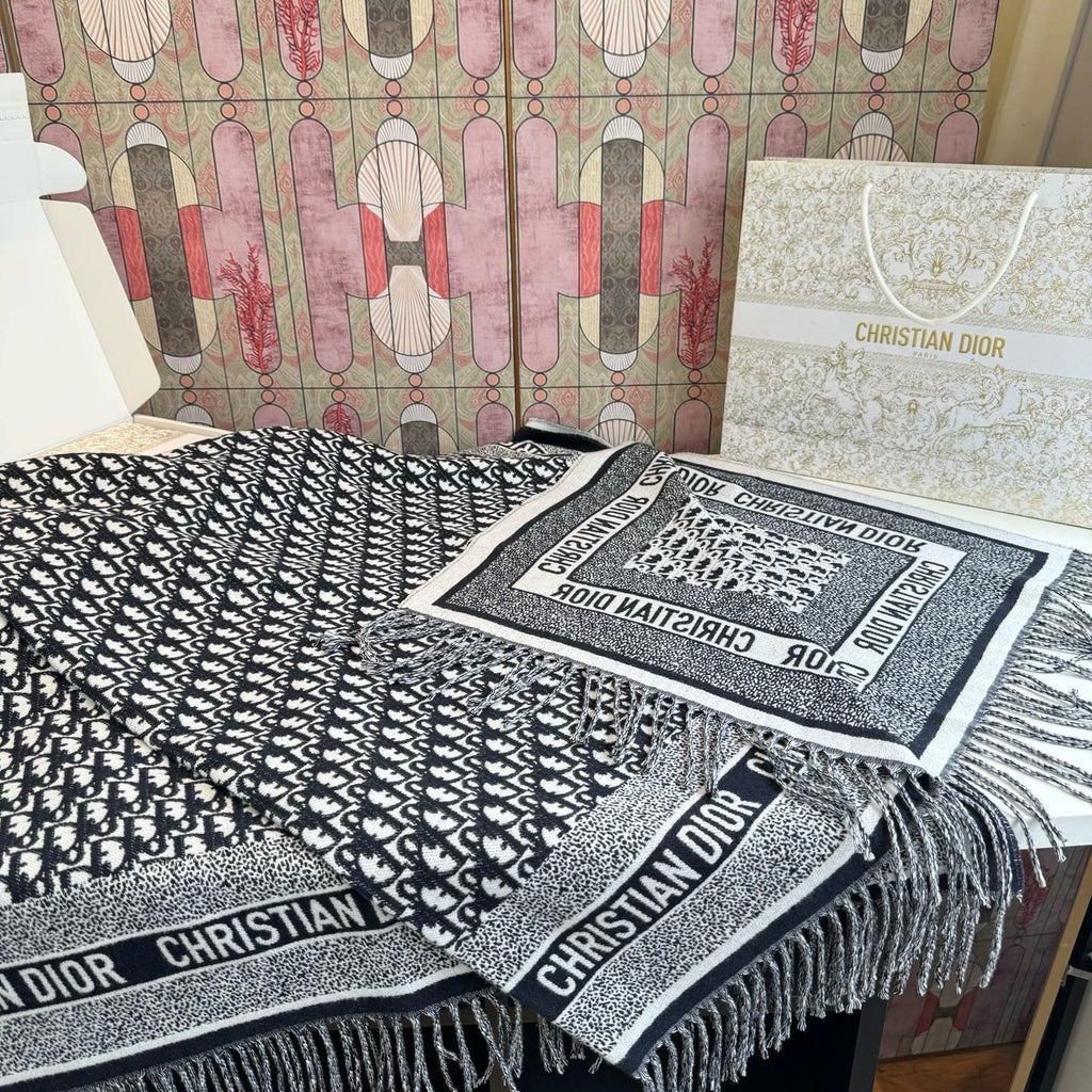 Dior Fringed Monogram Scarf
