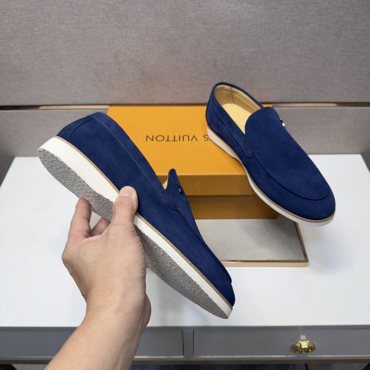 Louis Vuitton Men’s Textured Slip-On Loafers