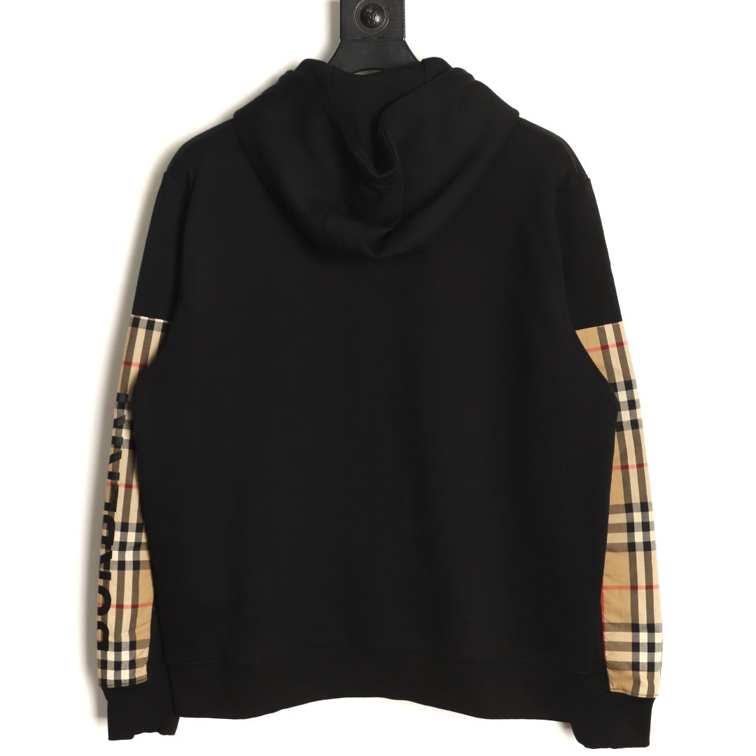 Burberry Logo-Detail Check-Panel Hooded Zip Jacket - Black