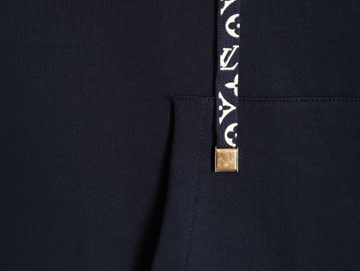 Louis Vuitton Monogram-Style Hood and Drawstring Pullover Hoodie - Navy
